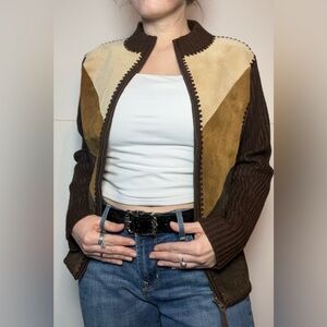 Designers Studio Originals Genuine Leather Suede Jacket Brown Size S